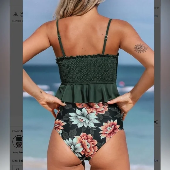 Two Piece Bikini Set Full Coverage Swimsuit Tummy Control Padded NWT Size L - Picture 3 of 3